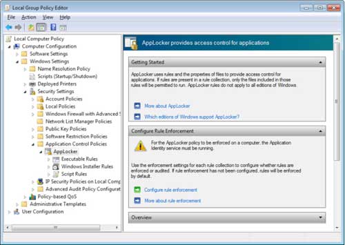 AppLocker can be configured at the local security policy level AppLocker can be configured at the local security policy level