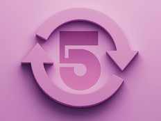 An illustration of the number five on a pink background