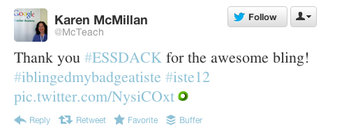 Karen McMillan's ISTE tweet Karen McMillan's ISTE tweet