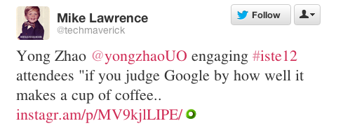 Mike Lawrence ISTE 2012 tweet