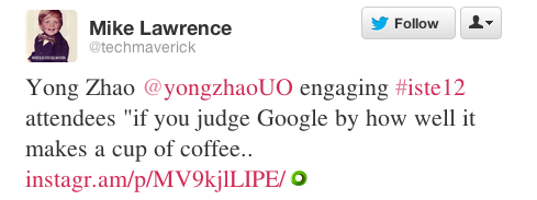 Mike Lawrence ISTE 2012 tweet Mike Lawrence ISTE 2012 tweet