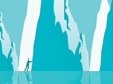 Illustration of a person pushing an icy mountain