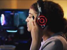 K–12 student playing esports with headset